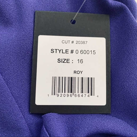MARINA Cobalt Blue Purple Peplum Rose Sleeveless Cocktail Dress Size 16 … - Picture 6 of 13